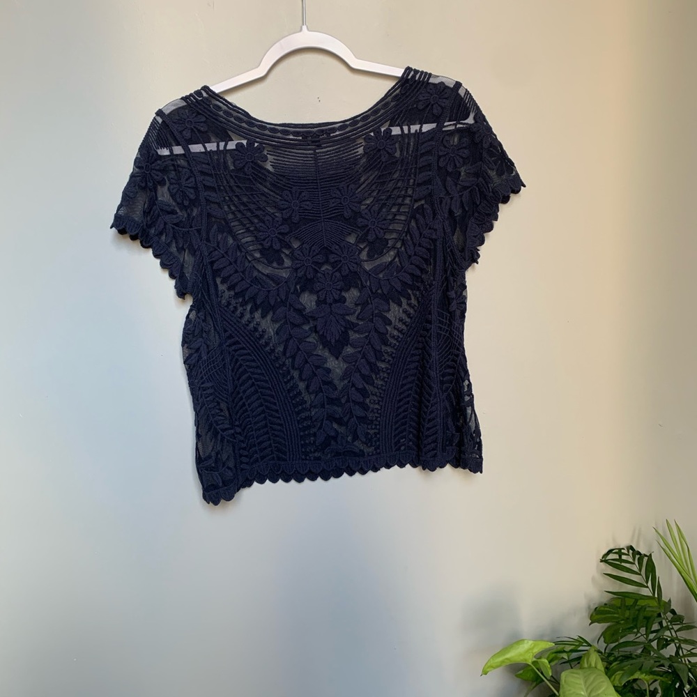 Express Navy Lace Top ⚡️